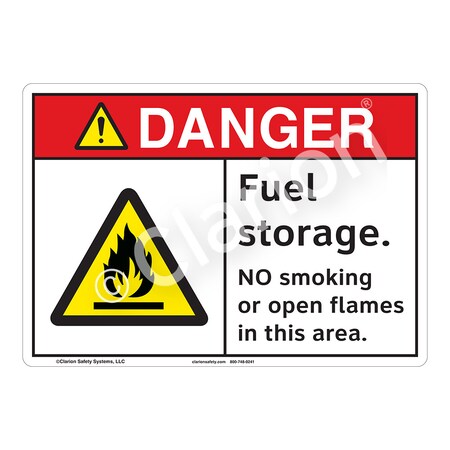 Danger Fuel Storage Sign (F1155-)|Aluminum 18" X 12" with Corner Mounting Holes|ANSI Signs|Sign for Manufacturing, Medical, Power Stations, Chemical Plant, Fuel Storage, Public Buildings